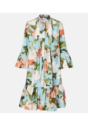 Erdem Floral gathered cotton poplin minidress