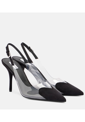 Alaia Cour 90 suede and PVC slingback pumps