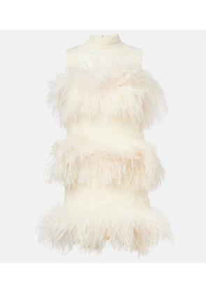Taller Marmo Divine feather-trimmed chiffon minidress