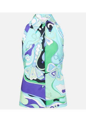 Pucci Orchidee printed halterneck cotton top