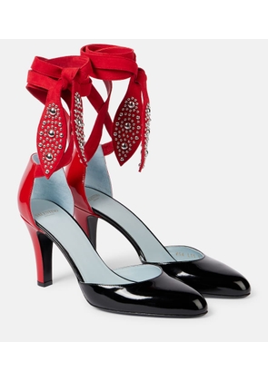 Valentino Garavani Foliefoliage 85 suede and leather pumps