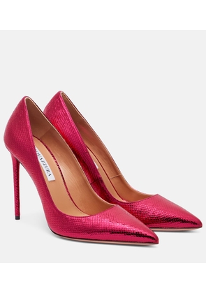 Aquazzura Purist 105 snake-effect leather pumps