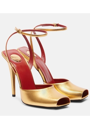 Saint Laurent La Scandale 110 metallic leather sandals
