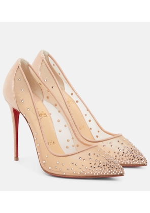Christian Louboutin Follies Strass embellished mesh pumps