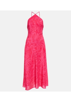 Rixo Opal silk halterneck midi dress