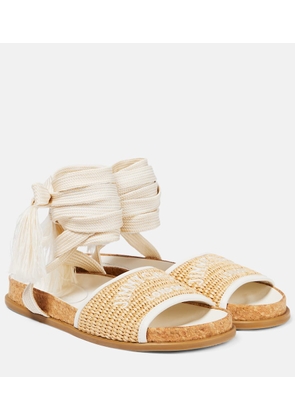 Jimmy Choo Gal Flat logo raffia sandals