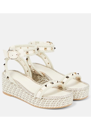 Valentino Garavani Rockstud leather wedge espadrilles
