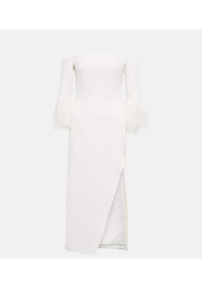 David Koma Feather-trimmed midi dress