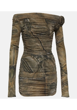 Blumarine Printed off-shoulder minidress