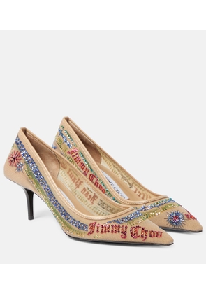 Jimmy Choo x Jean Paul Gaultier embellished mesh pumps