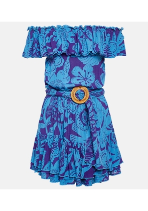 Poupette St Barth Bella printed off-shoulder minidress