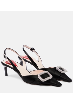 Roger Vivier Dorsay embellished satin slingback pumps