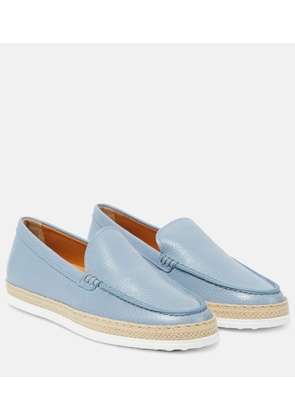 Tod's Raffia-trimmed leather loafers