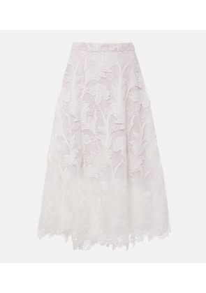 Oscar de la Renta Floral guipure lace midi skirt