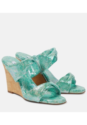 Aquazzura Twist metallic leather wedge mules