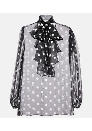Dolce&Gabbana Polka-dot bow-detail silk chiffon blouse