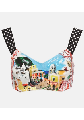 Dolce&Gabbana Capri polka-dot printed cotton bra top