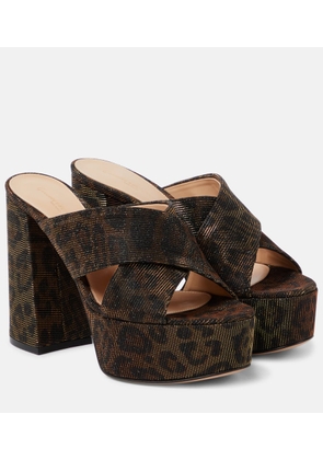 Gianvito Rossi Leopard-print lame platform mules