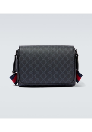 Gucci Leather-trimmed GG canvas crossbody bag