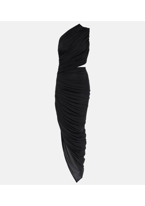 Alaia Cutout ruched jersey midi dress