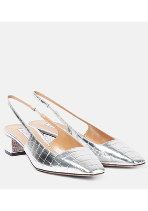 Aquazzura Ginza croc-effect leather slingback pumps