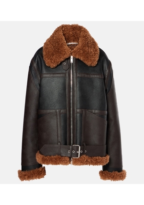 Stella McCartney Faux shearling-trimmed biker jacket