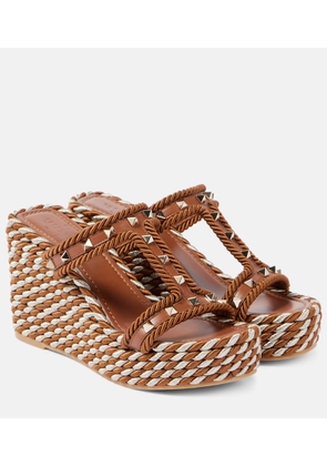 Valentino Garavani Rockstud leather wedge espadrilles
