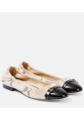 Tod's Snake-effect leather ballet flats
