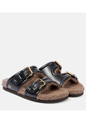 Valentino Garavani Teddy-lined leather sandals