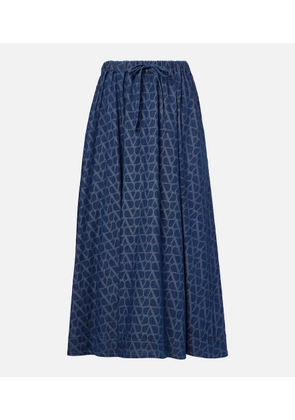 Valentino Toile Iconographe denim midi skirt