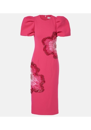Rebecca Vallance Layana puff-sleeve embellished midi dress