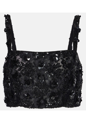Dolce&Gabbana Floral-applique sequined crop top