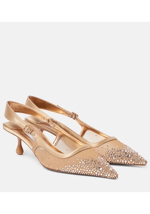 Jimmy Choo Amel 50 embellished mesh slingback pumps