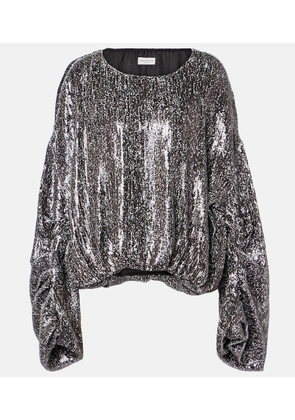 Dries Van Noten Sequined gathered blouse