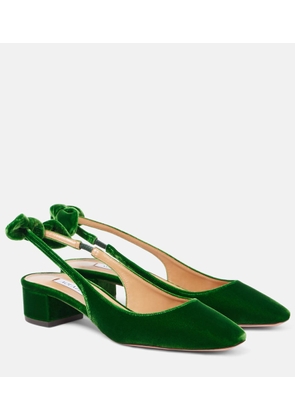 Aquazzura Very Bow Tie 35 velvet slingback pumps