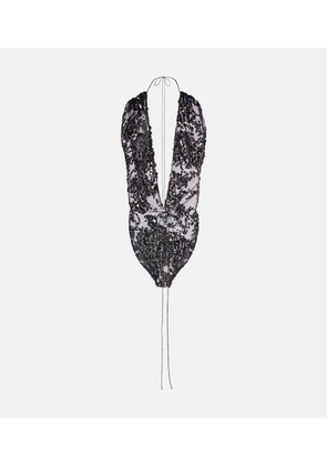 Victoria Beckham Sequined halterneck tulle bodysuit