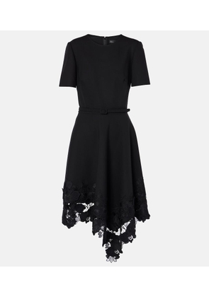 Oscar de la Renta Asymmetric wool-blend midi dress