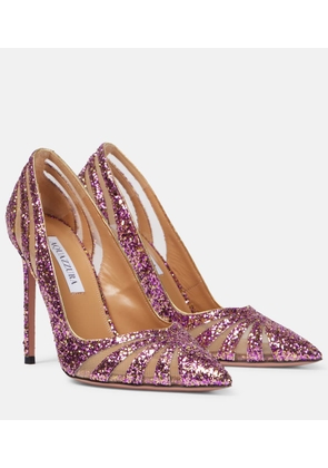 Aquazzura The Spy 105 glitter mesh pumps