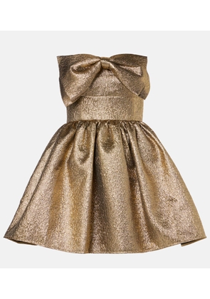 Self-Portrait Bow-detail lame jacquard minidress