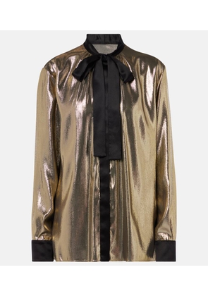 Dolce&Gabbana Tie-neck silk-blend lame blouse