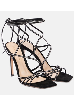 Gianvito Rossi Ankletie 105 embellished suede sandals