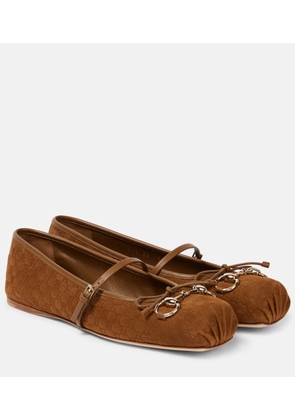 Gucci Gucci Horsebit GG suede ballet flats