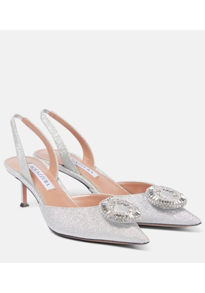 Aquazzura Crystal Hoop 50 glitter slingback pumps