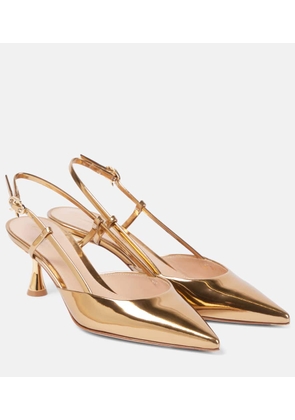 Gianvito Rossi Ascent 55 metallic leather slingback pumps