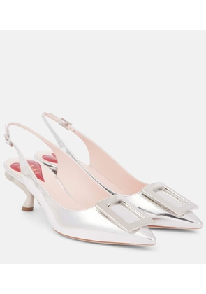 Roger Vivier Virgule 55 metallic leather slingback pumps