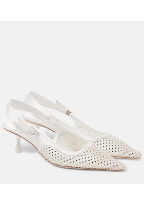 Jimmy Choo Amel 50 embellished mesh slingback pumps