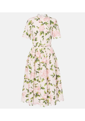 Oscar de la Renta Floral cotton-blend poplin midi dress