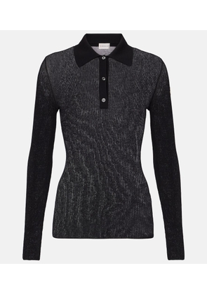 Moncler Ribbed-knit cotton-blend polo shirt