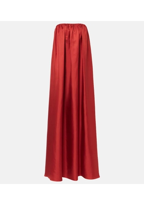 Max Mara Edda pleated strapless silk gown