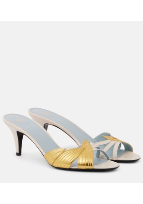 Valentino Garavani Foliefoliage metallic leather mules